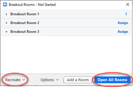 Breakout Rooms - options 3