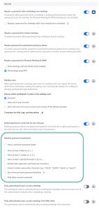 Security settings - account level